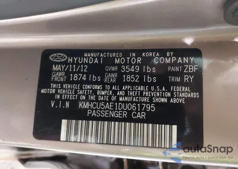 2013 Hyundai Accent Se z USA, uszkodzony, nr VIN KMHCU5AE1DU061795